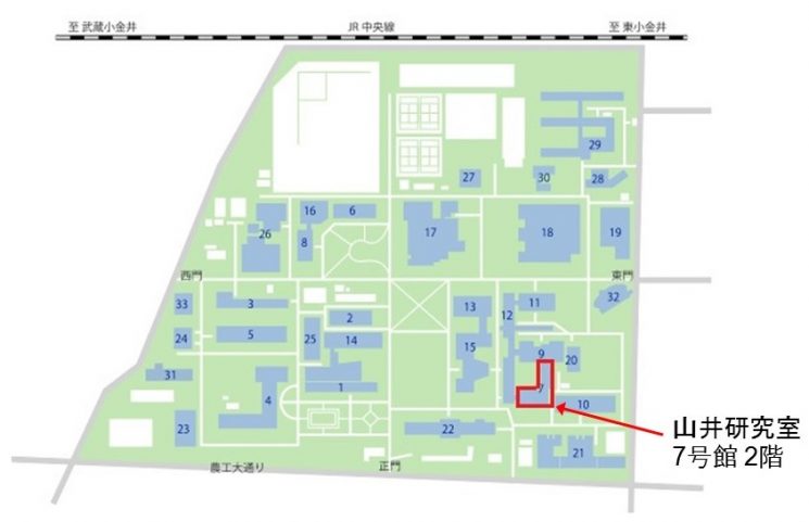 大学内における当研究室の場所